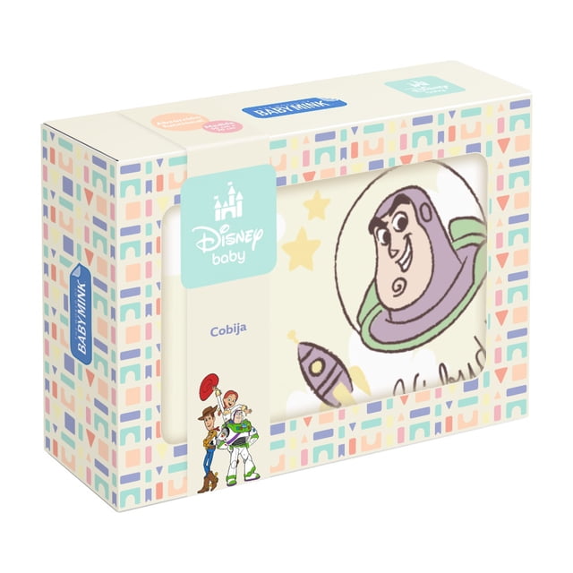 cobija paseo disney toy story bm bd007 cobija baby mink multicolor con dibujos visibles de Buzz Lightyear y Woody en empaque con ventana; poliéster 100% 100 cm x 80 cm, tela suave y ligera, pensada para cuna, carriola, siestas y paseos, práctica para combinar con otros accesorios.