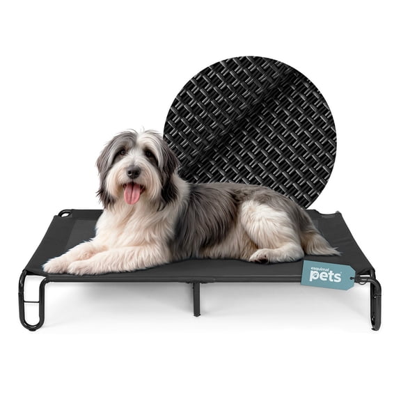 Cama Elevada para Perro con Malla Transpirable, Catre de Mascotas Esquimal (Negro, 122x85x20 cm)