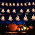 thumbnail image 1 of Xihbxyly Luces Led de Halloween, Diseño de Fantasma Blanco, Funciona con Pilas, Bajo Voltaje Seguro, 3 M de Largo, Decoración para Interiores y Exteriores, Decoración para Fiestas, Patios y Porches,, 1 of 7