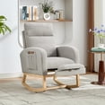 thumbnail image 2 of Yeshouse Mecedora mecedora para guardería con reposapiés ajustable, respaldo alto, suave acolchado, dos bolsillos laterales, patas de madera maciza, cómodo sillón para sala de estar y dormitorio, 2 of 7