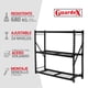 thumbnail image 2 of Estante de Acero Industrial Guardex BERLIN Rack Metálico de 3 Niveles Capacidad 2T 183x282x61 Cm Color Negro, 2 of 7