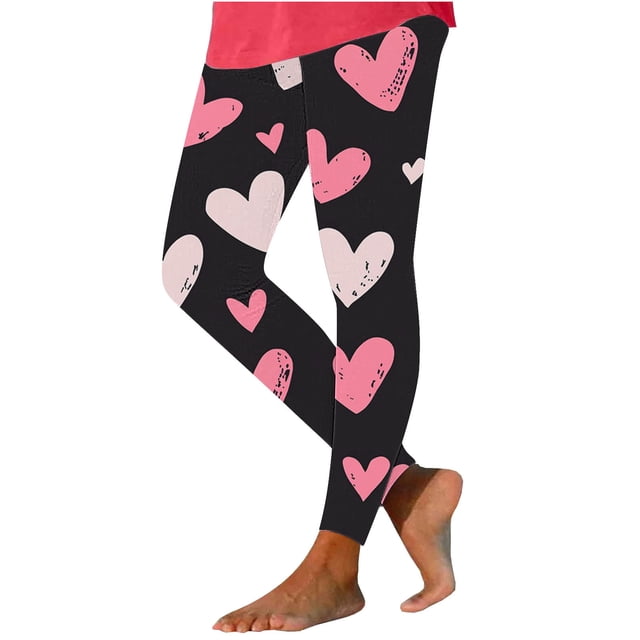 TaTaai Valentine's Day Printed Elastic Women High Waisted Skinny Yoga Leggings Non-see-through Breathable Gym Workout Training Casual Daily Full Length Pants Gift