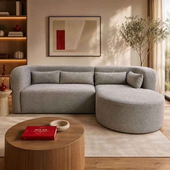 Sala Modular Katy, Atlas del Descanso, Color Gris con Tapizado en Lino Moderno