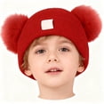 thumbnail image 3 of Lindo gorro de punto para bebé con bordado de doble corazón y doble bola de hilo. Cómodo y acogedor. Gorro cálido y abrigado para bebés., 3 of 5
