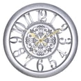 thumbnail image 1 of Reloj de pared grande, reloj retro europeo con números arábigos grandes, silencioso para interiores. Plata, 1 of 8