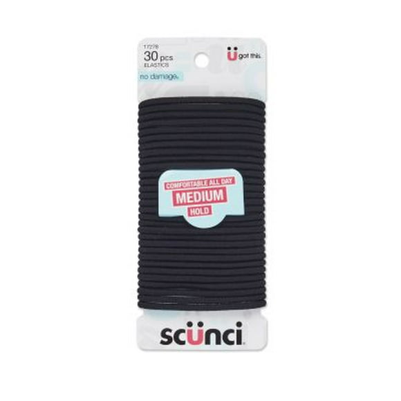 Ligas para cabello Scunci color negro 30 pzas