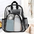 thumbnail image 1 of Mochila transparente de PVC transparente para la escuela, mochila impermeable de gran capacidad para viajar y gimnasio para estudiantes y trabajo, 1 of 6