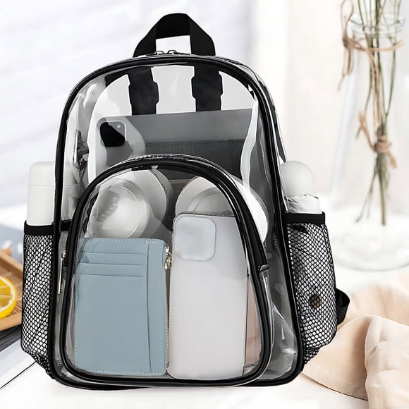 Mochila transparente de PVC transparente para la escuela, mochila impermeable de gran capacidad para viajar y gimnasio para estudiantes y trabajo
