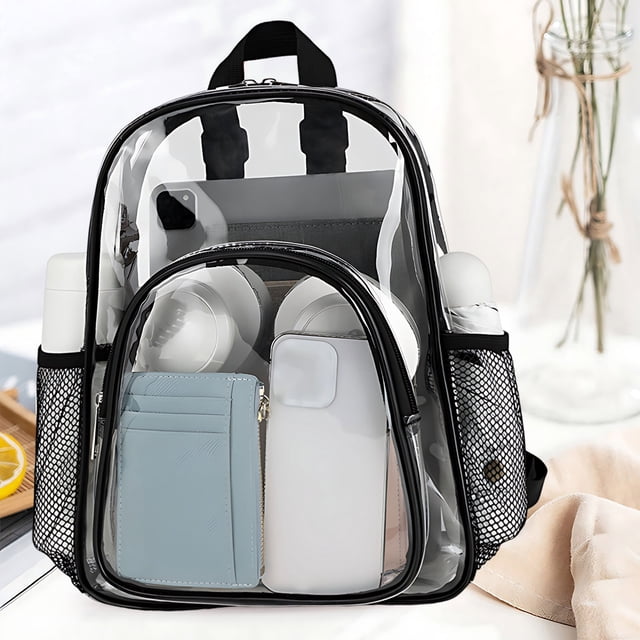 Mochila transparente de PVC transparente para la escuela, mochila impermeable de gran capacidad para viajar y gimnasio para estudiantes y trabajo