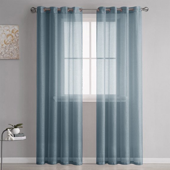 Semi Sheer Curtains For Bedroom 98 Inches Long Grommet Vertical Window Curtains Drapes With Light Through For Living Room