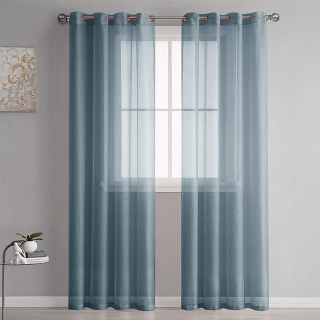 Semi Sheer Curtains For Bedroom 98 Inches Long Grommet Vertical Window Curtains Drapes With Light Through For Living Room