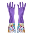 thumbnail image 2 of MTBLYS Guantes de limpieza con puños florales | Guantes largos de terciopelo de goma para uso doméstico | Agarre antideslizante para lavar platos y ropa, 2 of 5