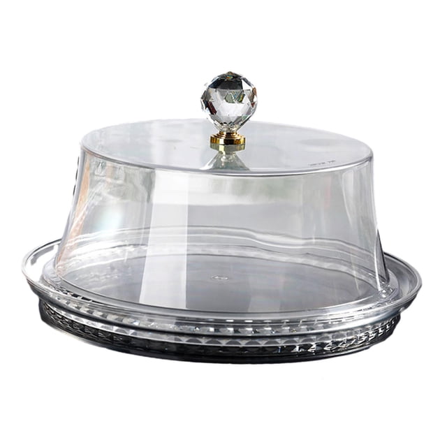 Soporte para tartas de acrílico con cúpula, bandeja redonda para postres y pasteles 34X34X17cm
