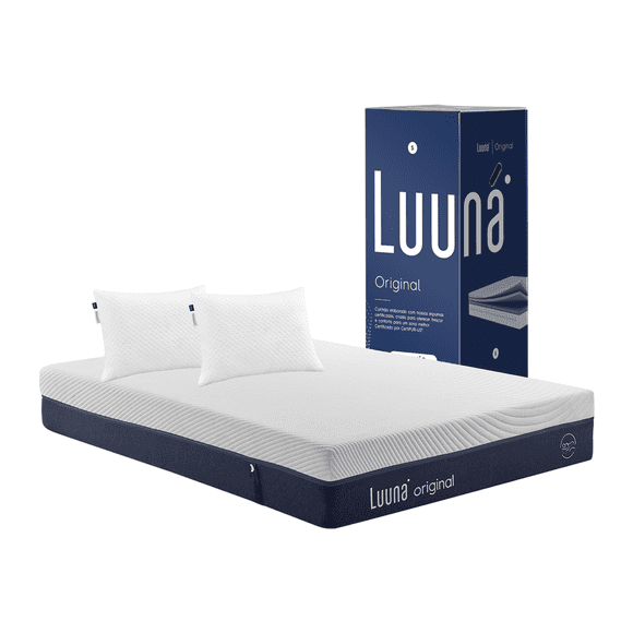 Colchón Luuna Matrimonial y 2 Almohadas Ajustables Luuna Memory Foam Colchón en Caja blanco