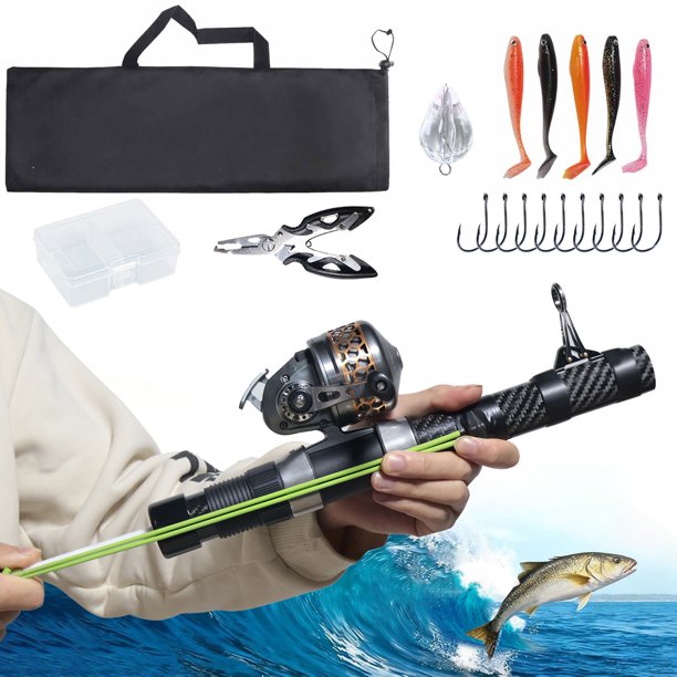 Piaoyu Caña de Pescar Catapulta Mejorada con Carrete de Pesca con Tirachinas para Pesca de Larga Duración, Duradera y Ligera para Pesca en Agua Dulce/sal