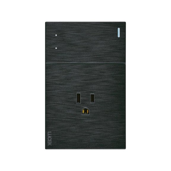Placa Con 1 Apagador De Escalera Y 1 Contacto Lucek FlatPack 6 negro