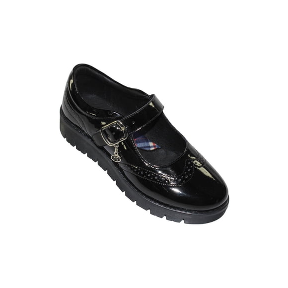 ZAPATOS CASUALES BOSTONIANOS ESCOLARES COQUETA NIÑA CHAROL NEGRO 54705C