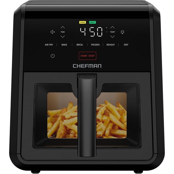 Chefman - Freidora de aire TurboFry de 7 cuartos de galón, 6 en 1 de alta potencia de 500 °F para resultados más crujientes, diseño compacto que ahorra espacio, freír al aire, hornear, asar