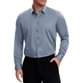 thumbnail image 1 of CAMISAS DE VESTIR FORMAL DE MANGA LARGA CON CUELLO PUNTA PARA HOMBRE EN COLOR GRIS TAMAÑO S, 1 of 6
