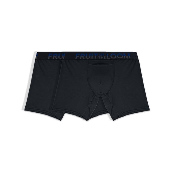 Bóxer Ajustado Fruit of the Loom para hombre 360 Stretch Cooling Channels Negro, Talla G, 2 Piezas