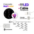 thumbnail image 2 of Cascada de Luces La Merced  Luz Led Multicolor 500 Focos 8 Funciones Cable Transparente 9 m Cascada Navideña, 2 of 8