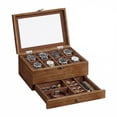 thumbnail image 4 of SONGMICS Caja de Relojes con 8 Ranuras, Estuche de Relojes de Madera de 2 Niveles , Madera de Paulonia,Nogal Rústico, 4 of 9