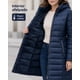 thumbnail image 4 of Chamarra Larga Acolchada para Mujer con Capucha y Cierre Completo - Abrigo Térmico de Invierno Azul Chica, 4 of 5