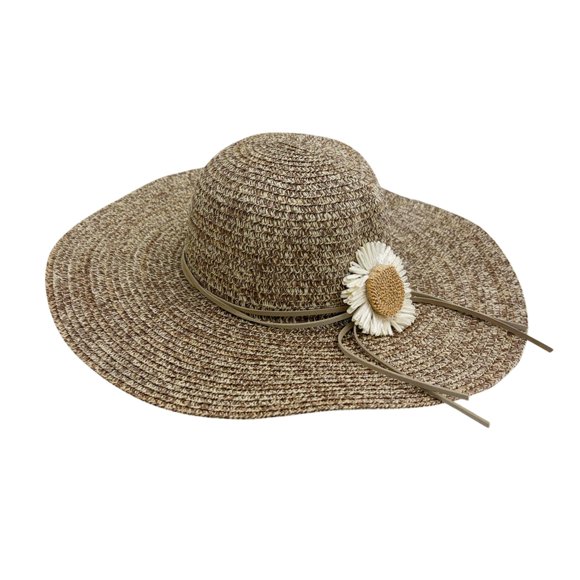 Sombrero de Playa de Ala Ancha para Mujer Margarita 42 cm cafe Unitalla
