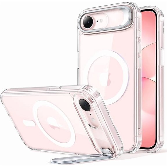 Funda Magnética Transparente con Soporte para Almacenamiento para iPhone 17e / 16e