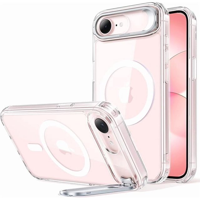 Funda Magnética Transparente con Soporte para Almacenamiento para iPhone 17e / 16e