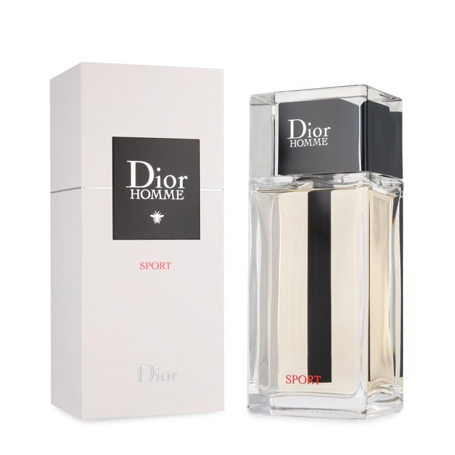 dior homme sport 125ml edt spray christian dior dior homme sport eau de toilette 125ml Frasco rectangular de vidrio transparente con tapa negra y etiqueta "Dior Homme", la palabra "SPORT" en rojo y caja blanca a la izquierda; fragancia amaderada especiada para caballero, 125 ml. También suele usarse como opción de regalo compacto para viajes cortos.