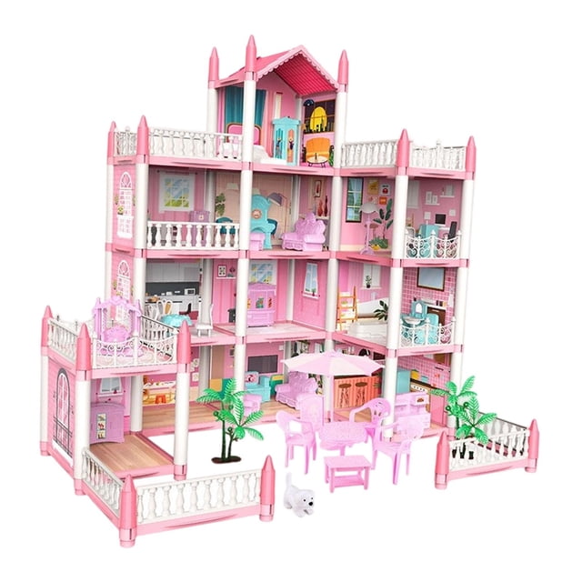 Casa de muñecas DIY para montar con muebles y accesorios con figura de muñecas para cumpleaños con 11 habitaciones