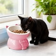 thumbnail image 1 of Cats Food Bowl Large Capacity Pet Food Bowl Cute Drinking Bowl For Cats To Protects The, 1 of 6