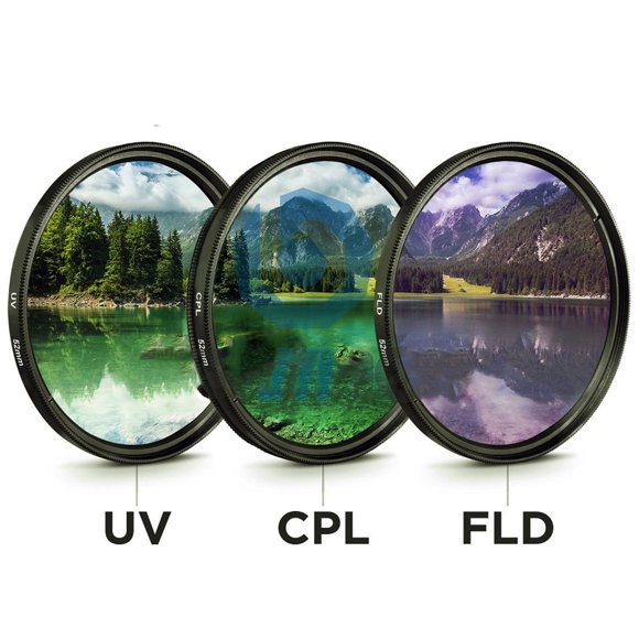 Seitruly Juego de filtros de lente 3 en 1 de 3 piezas con cámara de bolsa 49MM 52MM 55MM 58MM 62MM 67MM 72MM 77MM Protector de vidrio polarizador Type2 NO2