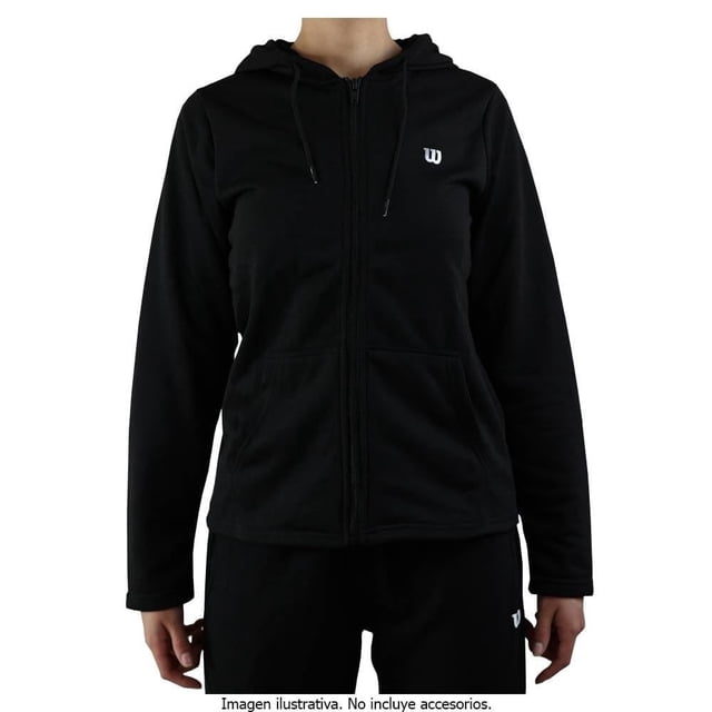 Sudadera Wilson Talla G Deportiva con Cierre y Capucha de French Terry Negra