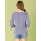 thumbnail image 5 of Blusa de lunares Allegra K para mujer de media manga con cuello con volantes Púrpura M, 5 of 6