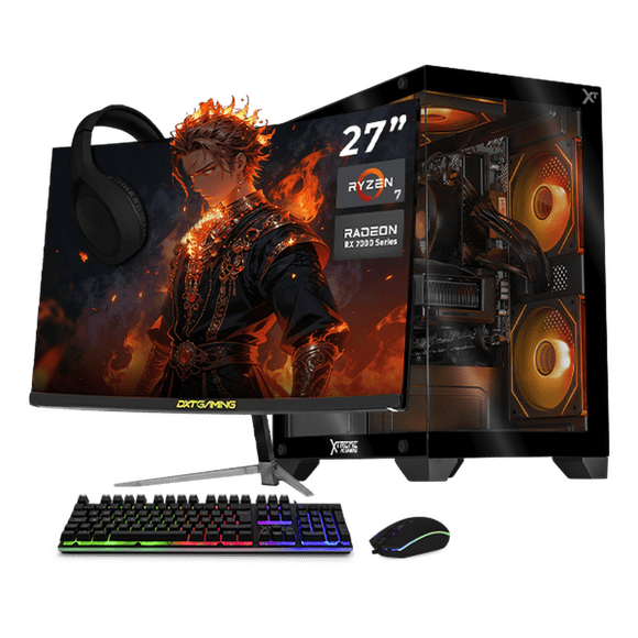 Computadora Gamer Completa Xtreme PC Gaming AMD Radeon RX 7600 Ryzen 7 5700 16GB SSD 1TB Monitor Curvo 27 180Hz Black experiencia de juego fluida en nivel medio