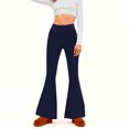 thumbnail image 2 of Amzcrzy Pantalones Acampanados Para Mujer Pantalones De Yoga Elásticos, De Pierna Ancha Y Cintura Alta, De Color Liso, Que Controlan El Abdomen Pantalones Ligeros Y Suaves Para Mujer S-2XL Azul, 2 of 6