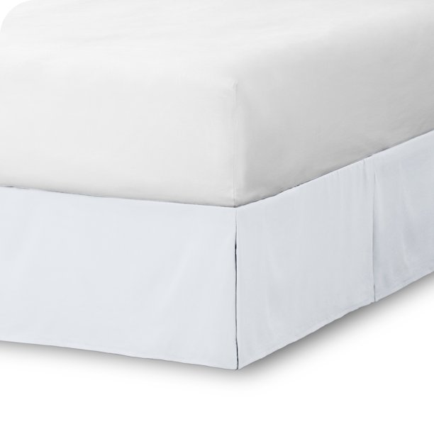 Faldón de cama Bare Home Cepillado Doble Colección Premium 1800 15 pulgadas Queen Blanco