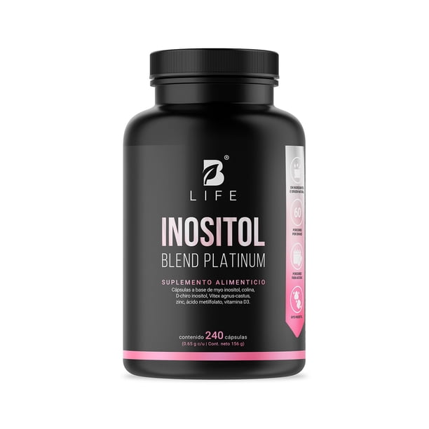 Myo y D-Chiro Inositol | 240 Cápsulas | Equilibrio Hormonal | Adicionado Con Colina, Vitex y Zinc | Inositol Blend Platinum | B Life.