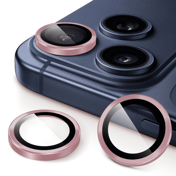 Mica Aros Cámara Rosa Para iPhone 17 Pro/17 Pro Max, Protector de Lente Mica (Aros) compatible con iPhone 17 Pro/17 Pro Max - Vidrio Templado y Borde Rosa.