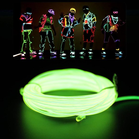 Cable de Luces de Neón EL Purplecrystal Verde Fluorescente para Decoración y Bricolaje
