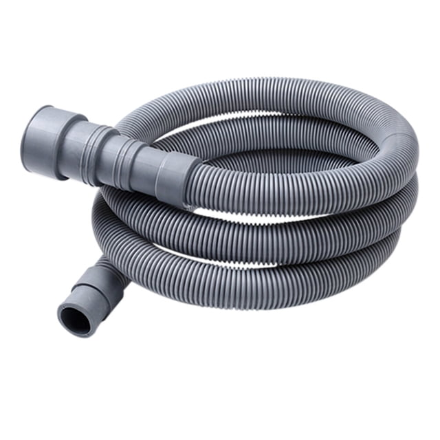 feltechelectr manguera de desagüe universal para lavadora de tambor (2 metros) manguera corrugada gris oscuro de 2 m enrollada con conectores cilíndricos, fabricada en EVA y PE, diámetro aprox. 3.8 cm, flexible y recuperable para drenaje suave; apta para lavadoras y uso doméstico en cocina o cuarto de lavado, a menudo usada también para desagües domésticos temporales.