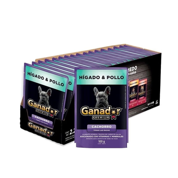 Alimento para perro Ganador Premium hígado y pollo 22 pzas
