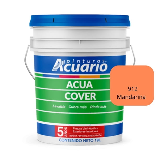 PINTURA VINILICA ACUA COVER COLOR MANDARINA MATE ACUARIO CUBETA