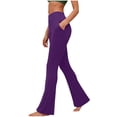 thumbnail image 1 of Amzcrzy Leggings Acampanados Mujer S-2XL - Yoga, Cintura Alta Sin Costura Delantera, Muy Elásticos Cómodos, Color Liso, Bolsillos Morado, 1 of 6