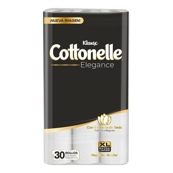 Papel higiénico Kleenex Elegance Cottonelle 30 rollos con 215 hojas dobles c/u