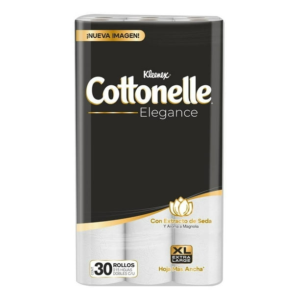 Papel higiénico Kleenex Elegance Cottonelle 30 rollos con 215 hojas dobles c/u