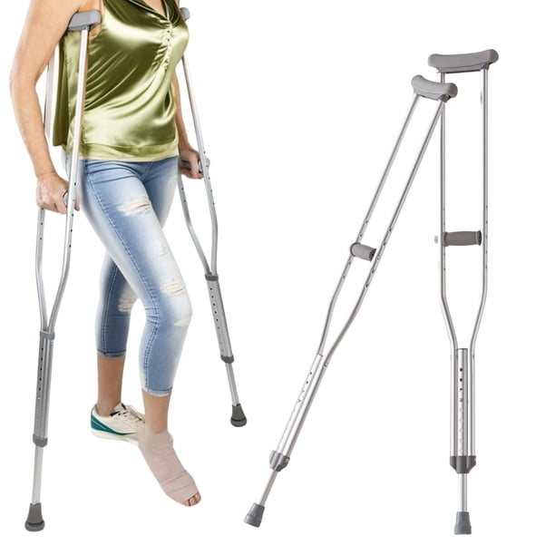 Par de Muletas para Adulto Ajuste Telescópico (Color Gris) | Soporta hasta 160 kg (MEDIANA)