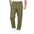 thumbnail image 4 of Amzcrzy Pantalones Clásicos Hombre Color Liso Cintura Elástica Cómodos Transpirables Elásticos Moda Informal Senderismo Pescar Correr Ejercicio Bolsillos Tallas S-3XL Verde, 4 of 8
